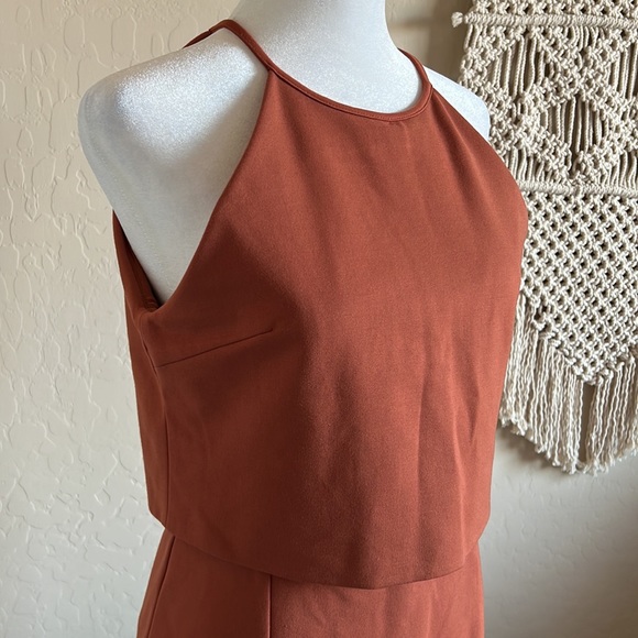 NWOT Lavish Alice Brown High Neck Cropped Bodycon Midi Dress (US 6) - Picture 3 of 11